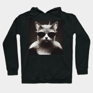 The Cat Came Back - A Portrait Cool Cat in Black Sunglasses Hoodie